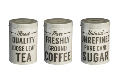 Mason Cash Baker Lane Storage Tins (1.7 litres / 57fl oz / 1.5 Quarts) set of 3 - Tea, Coffee, Sugar